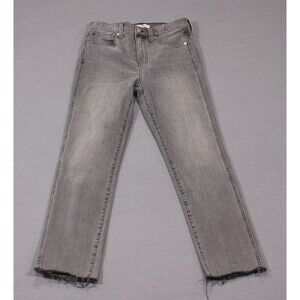 Madewell Stovepipe Jeans Womens Gray High Rise Raw Hem Stretch Denim 25 (27X26)